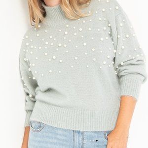 NEW ELOQUII SAGE PEARL EMBELLISHED SWEATER TOP 22/24